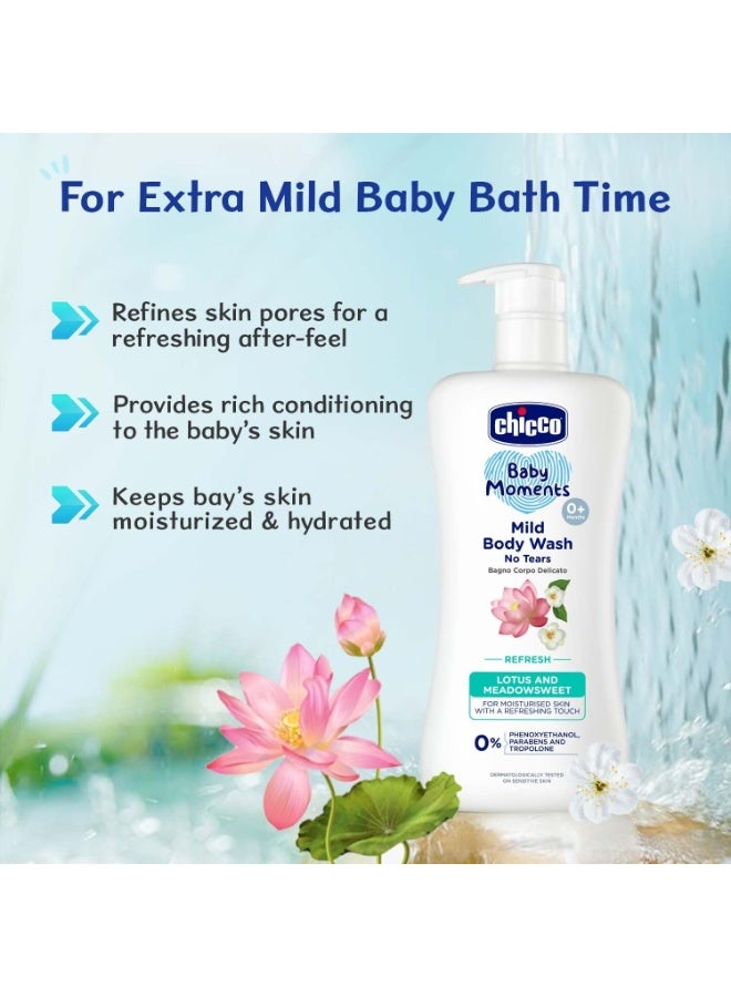 Chicco Baby Moments Mild Body Wash Refresh, New Advanced Formula With Natural Ingredients, No Tears & Soap-Free, Mild Formula For Babys Body Wash, No Phenoxyethanol And Parabens (500Ml) - Image 5